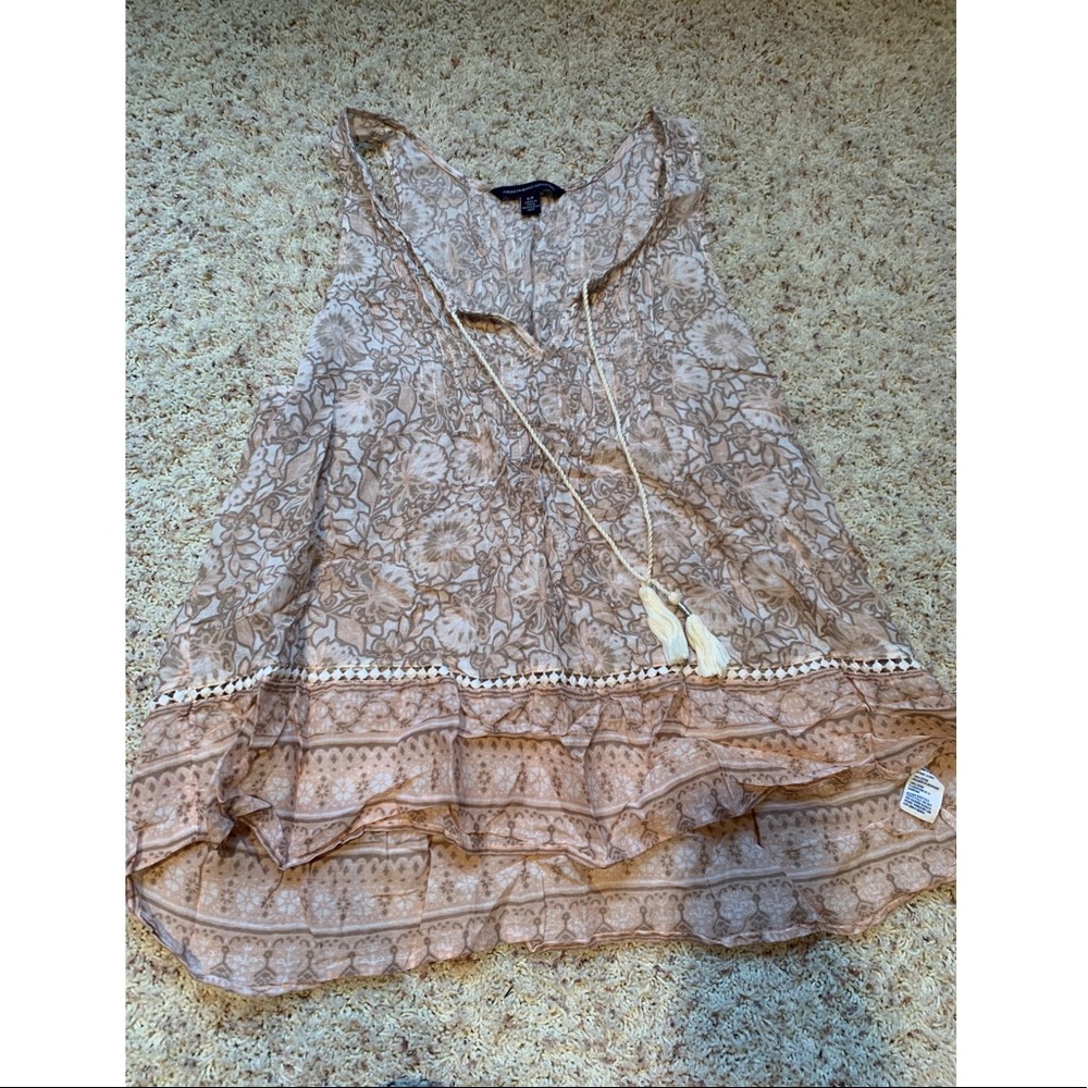 Cream & Blush Flowy Tank